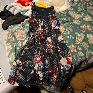 Dress floral pattern mostly navy blue and pink